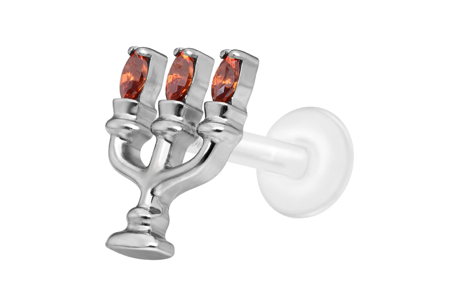 PTFE Labret Piercing mit Innengewinde + Titan-Aufsatz KERZENLEUCHTER